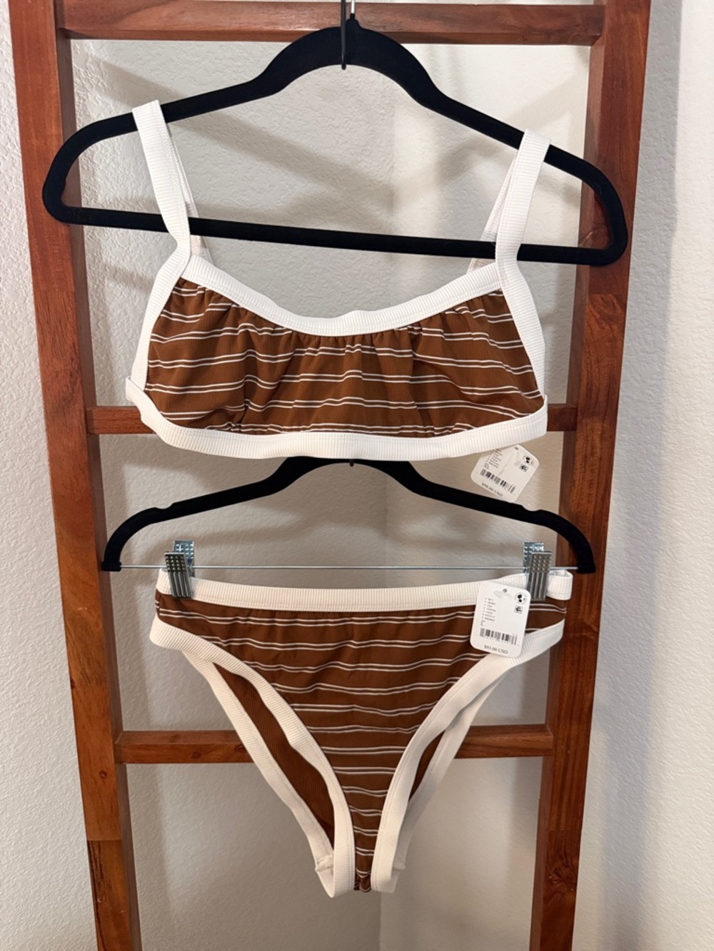 Free People Movement KYA Marlow Top (XL) & Josie Bottom (L)Toffee Stripe Bikini